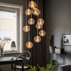 Kjøkkenbelysning Tak|Takpendler>Globen Lighting Skyfall takpendel - Amber Messing / Amber