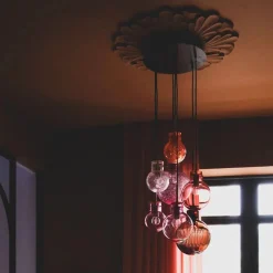 Kjøkkenbelysning Tak|Takpendler>Hadeland Glassverk Soloppgang kuler 7 stk - Sort Baldakin Krystall