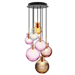 Kjøkkenbelysning Tak|Takpendler>Hadeland Glassverk Soloppgang kuler 7 stk - Sort Baldakin Krystall