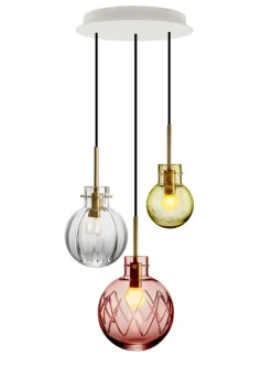 Kjøkkenbelysning Tak|Takpendler>Hadeland Glassverk Sommereng Krystallkuler 3 stk - Baldakin Hvit