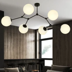 Kjøkkenbelysning Tak|Taklamper / Takplafonder>Emibig Space taklampe 6 lys - Svart/Opal Svart / Opal