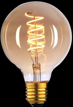 Led-Pærer E27 Sokkel>Ms - belysning Spiral filament E27 4W 95 mm dimbar - Amber