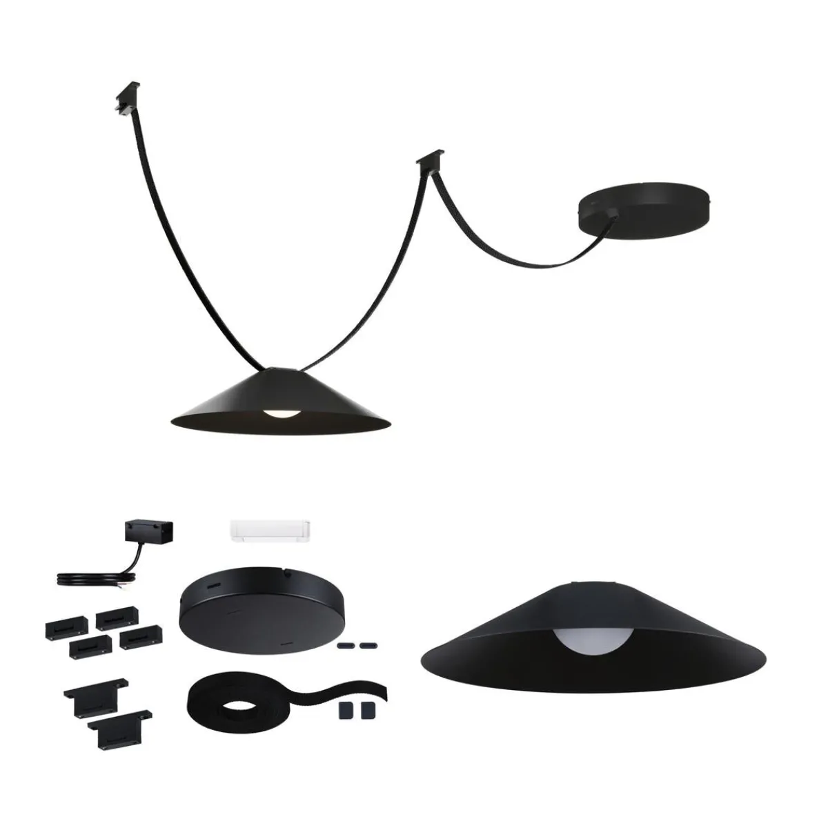 Uline Beltesystem>Paulmann Startsett for ULine belte system 12W Cone pendel Svart