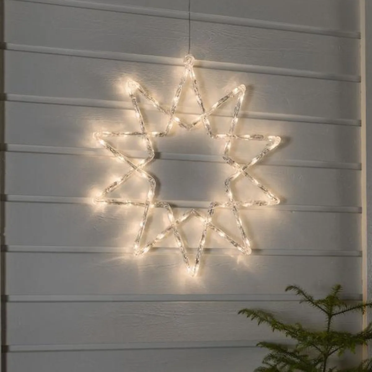 Juledekorasjoner>Konstsmide Stjerne med 60 varmhvite LED 58 cm IP44 utendørs