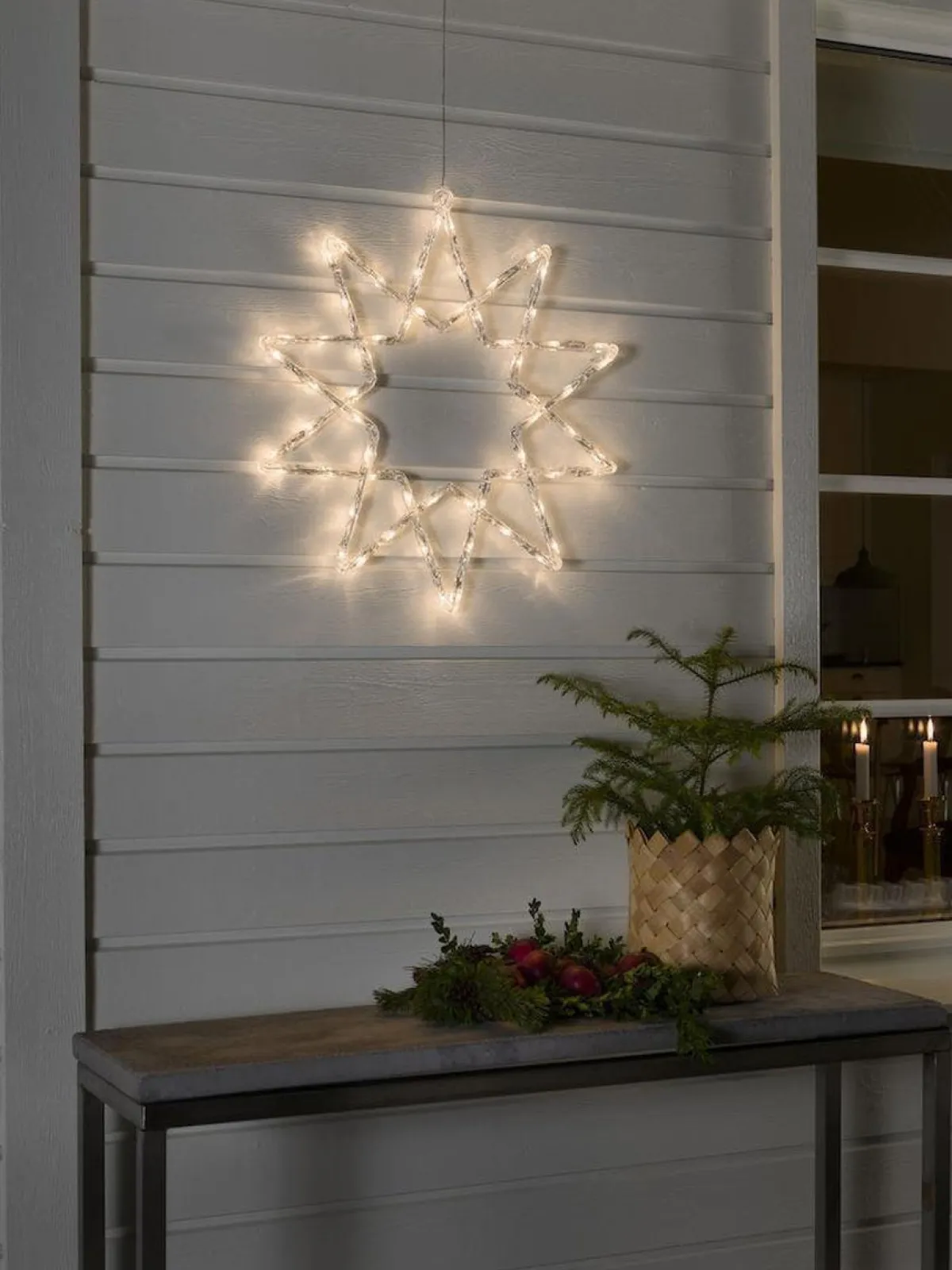 Juledekorasjoner>Konstsmide Stjerne med 60 varmhvite LED 58 cm IP44 utendørs