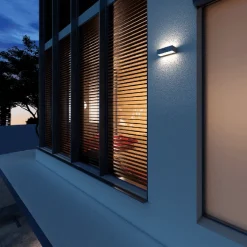 Utelamper Med Opp/Ned Lys>Norlux Subra square vegglampe opp/ned utendørs 2x4,5W IP54 - Mørk Grå