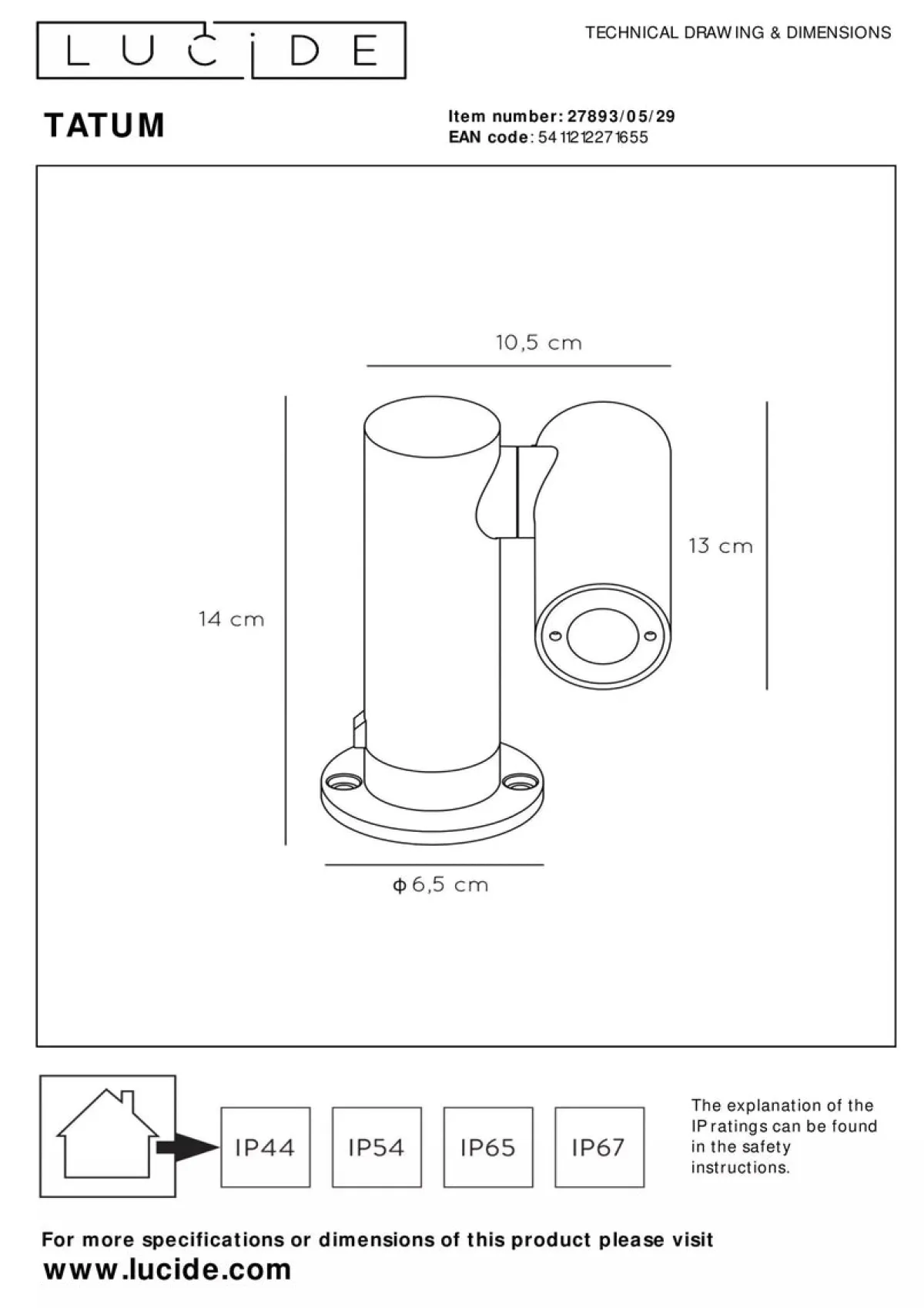 Uplights>Lucide Tatum hagebelysning 13 cm 4,5W IP65 3000K - Antrasitt