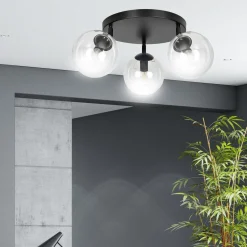 Kjøkkenbelysning Tak|Taklamper / Takplafonder>Emibig Tofi taklampe rund 3 lys - Svart/Klart glass Svart / Klartglass