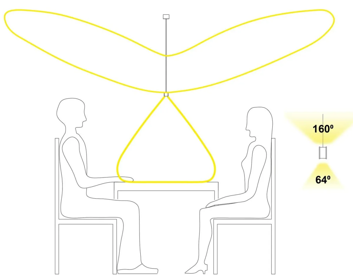 Kjøkkenbelysning Tak|Takpendler>NorDesign Valentina takpendel 122 cm opp/ned lys 2700 Kelvin Eik