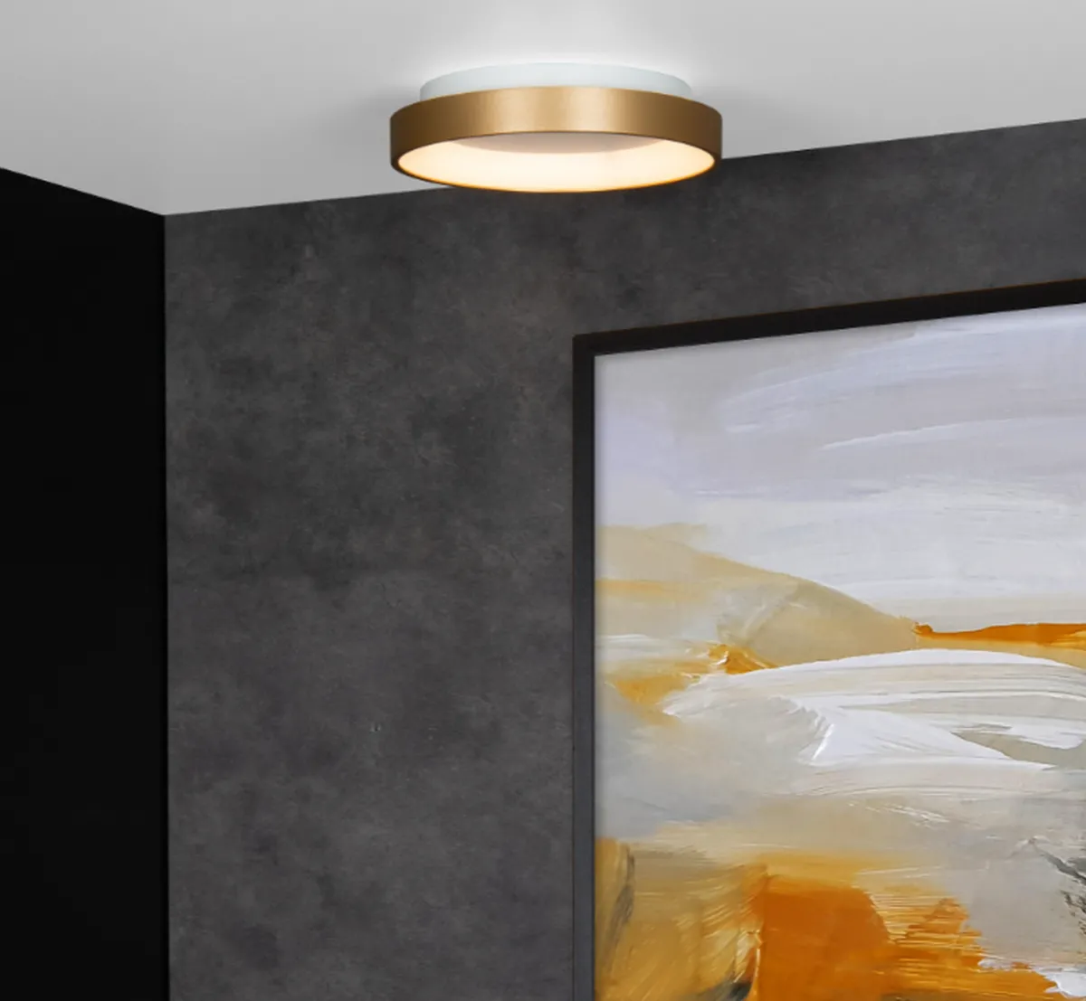 Kjøkkenbelysning Tak|Taklamper / Takplafonder>Lucide Vidal 28 cm taklampe 21W dimbar LED - Matt Gull