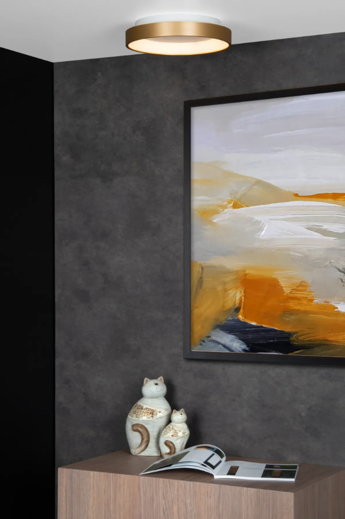 Kjøkkenbelysning Tak|Taklamper / Takplafonder>Lucide Vidal 28 cm taklampe 21W dimbar LED - Matt Gull