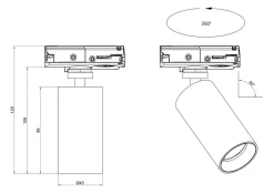 Kjøkkenbelysning Tak|Vox Spotskinner>NorDesign Vox D45 spot 7W 2700K RA90 Dimbar (1T) - Svart