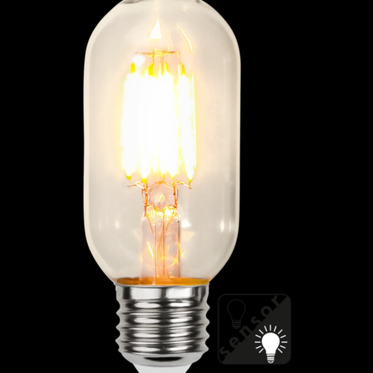 Led-Lyspærer Med Sensor/Skumringsrelé|Led-Pærer E27 Sokkel>Star Trading 4W E27 LED med sensor 2100K 45mm