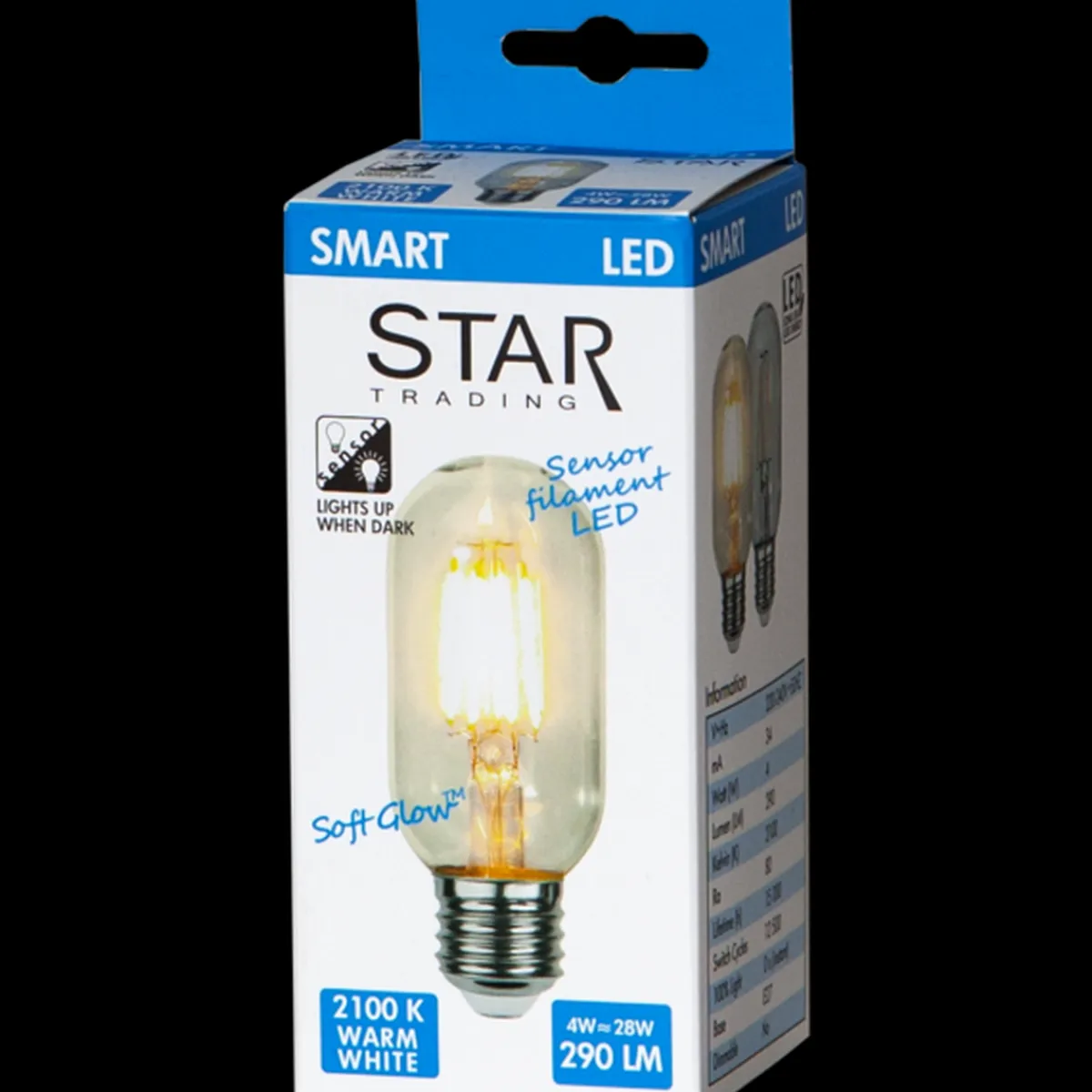 Led-Lyspærer Med Sensor/Skumringsrelé|Led-Pærer E27 Sokkel>Star Trading 4W E27 LED med sensor 2100K 45mm