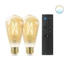 Led-Smartlyspærer|Led-Pærer Smart E27 Sokkel>WiZ E27 Lyspære filament St64 6,7W Wifi 2 pak m/fjernkontroll - Justerbar fargetemperatur 2000-5000 Kelvin